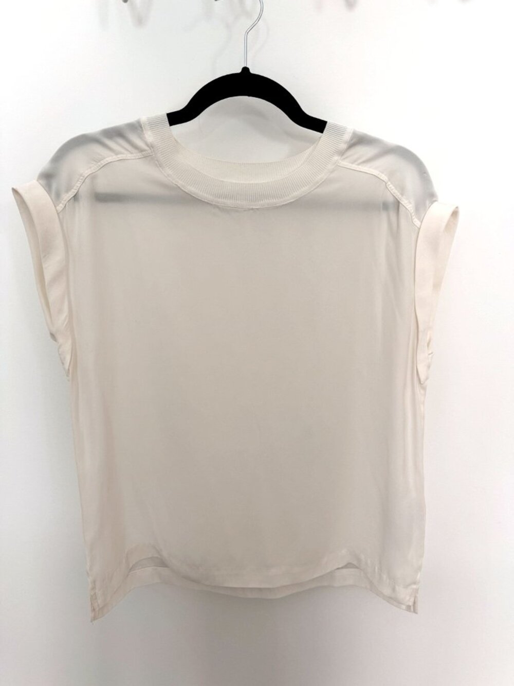 FRAME Washable Silk Oversized Tee Off White XS 100% Silk